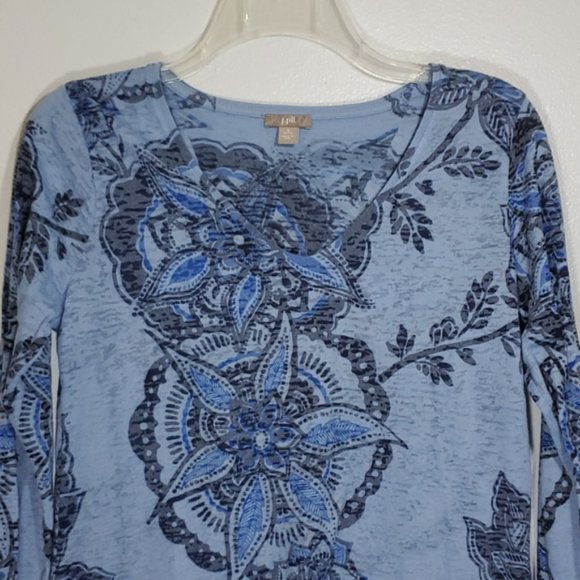 J.Jill Blue Floral Design Top Size Small - Picture 2 of 8